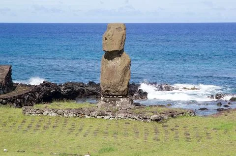 Tahai Ceremonial Complex at Easter Island, Chile Stock Photos