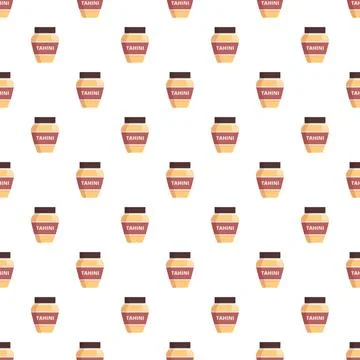 Tahini jar pattern forming a seamless background Illustrazione stock