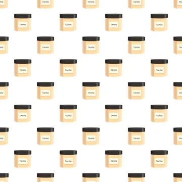 Tahini jars pattern with sesame paste background イラスト素材