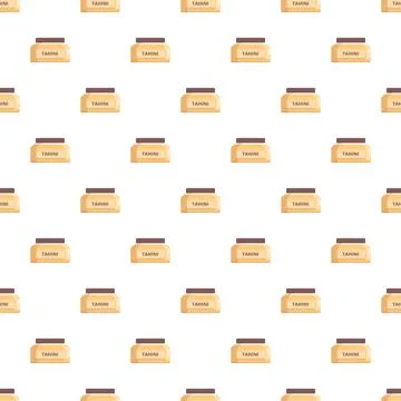 Tahini sesame paste jars repeating pattern background 스톡 일러스트