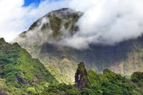 Tahiti. Polynesia. Clouds over a mountain landscape Stock Photos