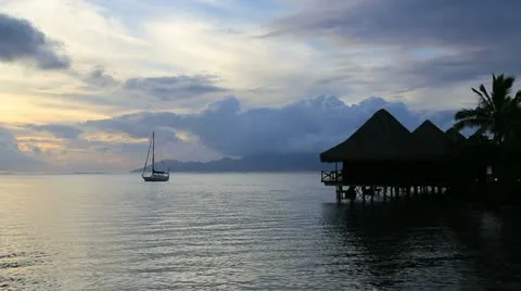 Tahiti sunset Stock Footage 18878298