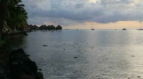 Tahiti sunset Stock Footage 20480209
