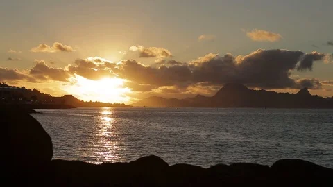 Tahiti Sunset Stock-Footage 100983013