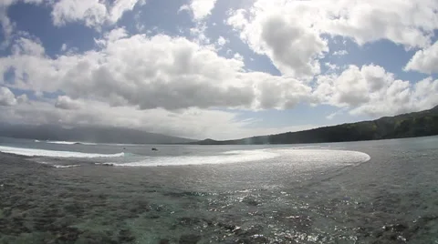 Tahitian ocean with waves coming in Stock Footage 44184679