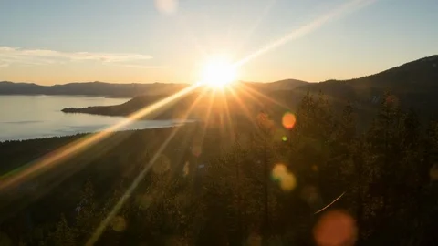 Tahoe sunset pull out Stock Footage