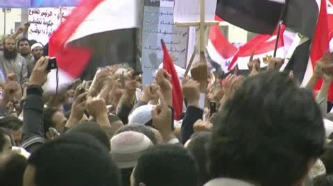 Tahrir square manifestation Stock Footage