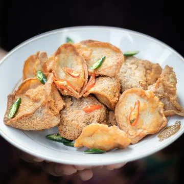 Tahu Walik, Inside Out Crispy Tofu Stuffed with Meatball Stock Photos