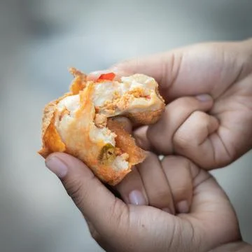 Tahu Walik, Inside Out Crispy Tofu Stuffed with Meatball Stock Photos