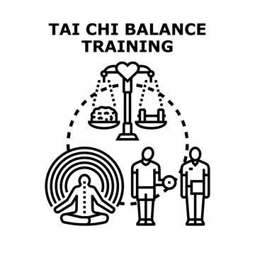 Tai chi balance training concept for harmony and well being Stock Illustration