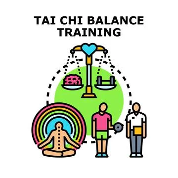 Tai chi balance training concept for harmony and well being Stock Illustration