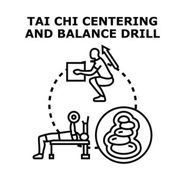 Tai chi centering balance drill concept illustration Stock Illustration