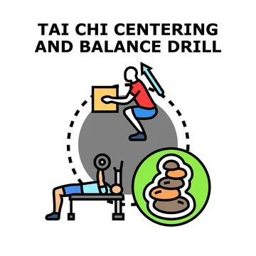 Tai chi centering balance drill concept illustration Stock Illustration