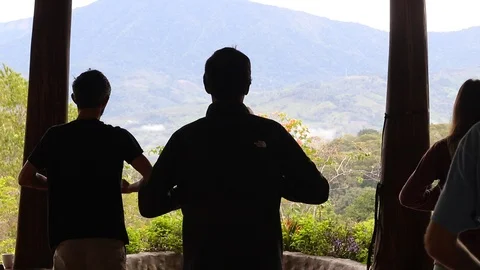 Tai chi in front of mountain in zen temple Stock Footage 113206693