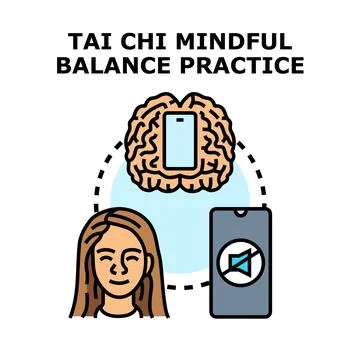 Tai chi mindful balance practice with digital detox イラスト素材
