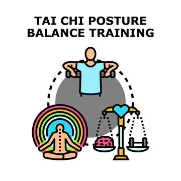 Tai chi posture balance training wellness concept Stock Illustration