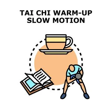 Tai chi slow motion warm up exercise concept Stock Illustration