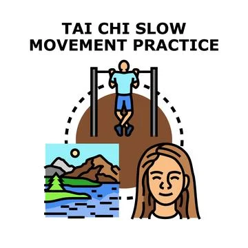 Tai chi slow movement practice concept illustration Stock Illustration