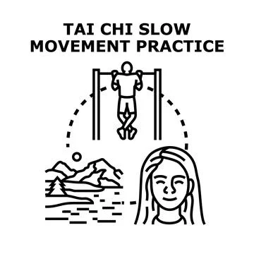 Tai chi slow movement practice concept illustration Stock Illustration