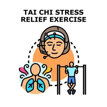 Tai chi stress relief exercise concept illustration イラスト素材