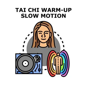 Tai chi warm up slow motion practice concept Stock Illustration