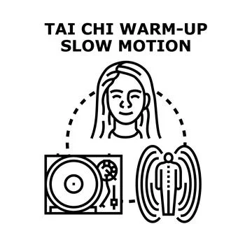 Tai chi warm up slow motion practice concept Stock Illustration