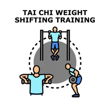Tai chi weight shifting training exercise concept Stock Illustration