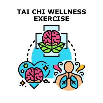 Tai chi wellness exercise improving mind body health Иллюстрация