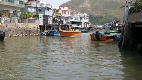 Tai O Fishing Village, western coast of Lantau Island, Hong Kong Stock Footage 90157504