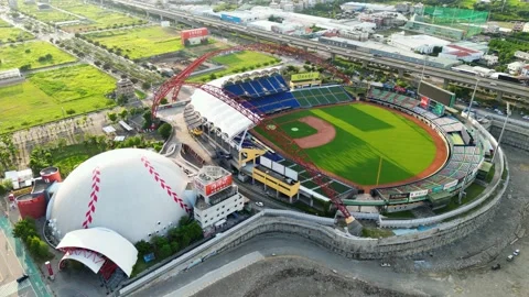 Taichung Intercontinental Baseball Stadium next to the Provincial Highway 74. Stock Footage 204136534