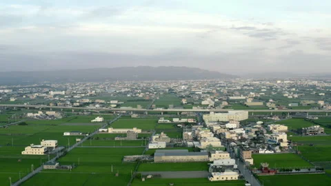 Taichung Rice Fields Aerial Stock Footage 154387318