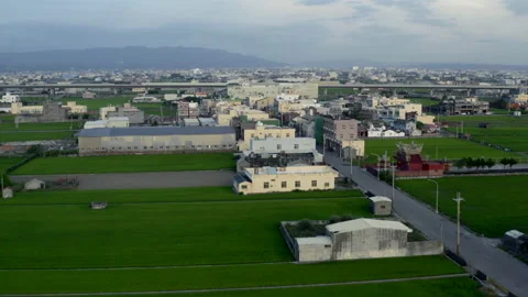 Taichung Rice Fields Tilt Stock Footage 154386093