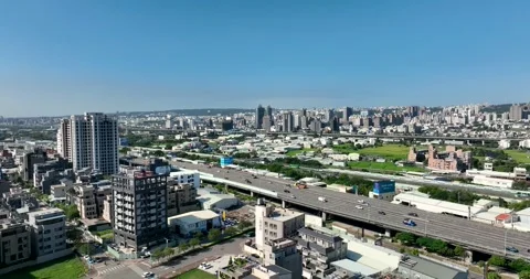Taichung, Taiwan 24 October 2022: Top view of Taichung residential district Stock Footage 253830862