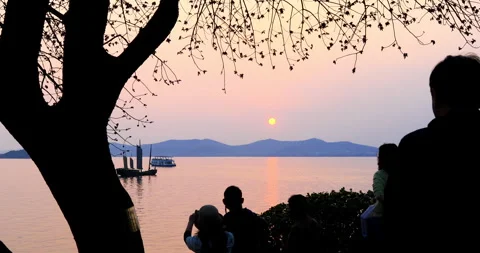 Taihu Lake at sunset Stock Footage 245681914
