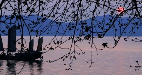 Taihu Lake at sunset 库存影片 245684429