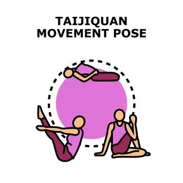 Taijiquan movement poses developing balance and strength Illustrazione stock