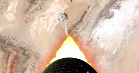 Tail camera view, turbulent rocket ascent over Xinjiang province China. Stock Footage 100421269