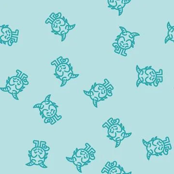 Tail cute monster line vector seamless pattern Ilustração Stock