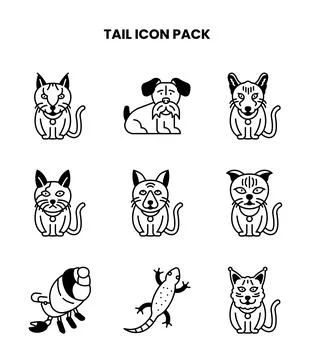 Tail DuoTone Bundle Icons Pack Stock Illustration