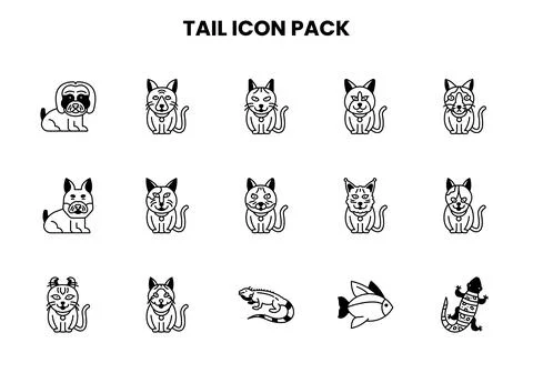Tail DuoTone Icons Pack Stock Illustration
