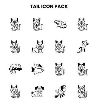 Tail DuoTone Set Icons Pack Illustrazione stock