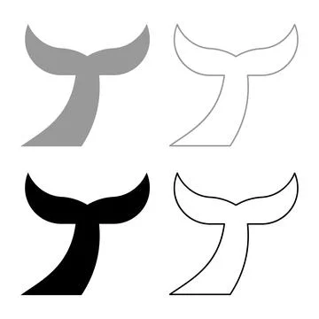 Tail of the fish set icon grey black color vector illustration image solid .. イラスト素材
