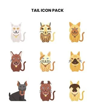 Tail Flat Design Icons Pack Stock Illustration