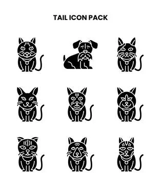 Tail Glyph Scalable Icons Pack Stock Illustration