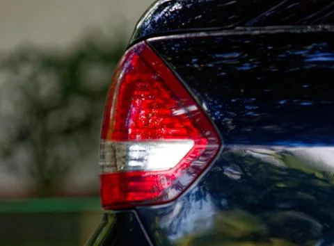 Tail light, break light, parking light with signal lights in red and transparent Stock Photos