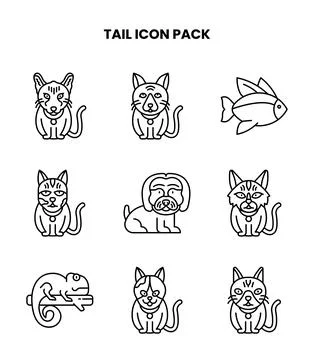 Tail Line Graphics Icons Pack Stock Illustration
