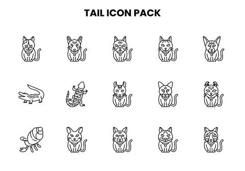 Tail Line Icons Pack Stockillustratie