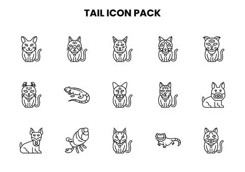 Tail Line Set Icons Pack Stock Illustration