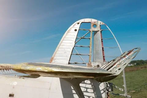 Tail of an old plane close up 库存照片