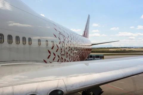 The tail part of the aircraft. Stock Photos